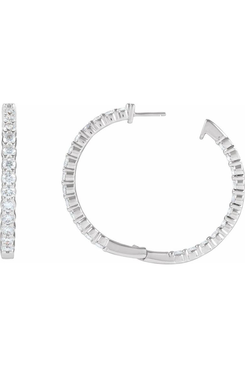 5 CT Lab-Grown Diamond Hoop Earrings in 14K Gold, Alternate, color, White