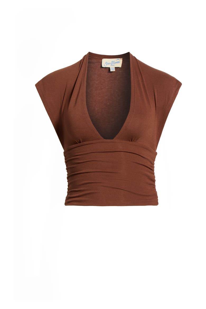 Harley Deep V Cinched Top, Main, color, BROWN