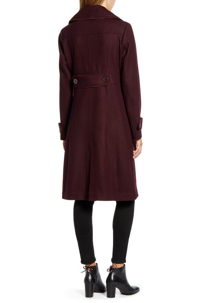 Wool Blend Military Coat, Alternate, color, RUM RAISIN