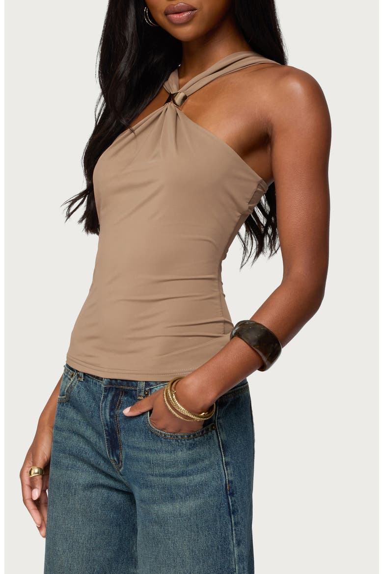 Cielle Hardware Gathered Tank, Alternate, color, MOCHA