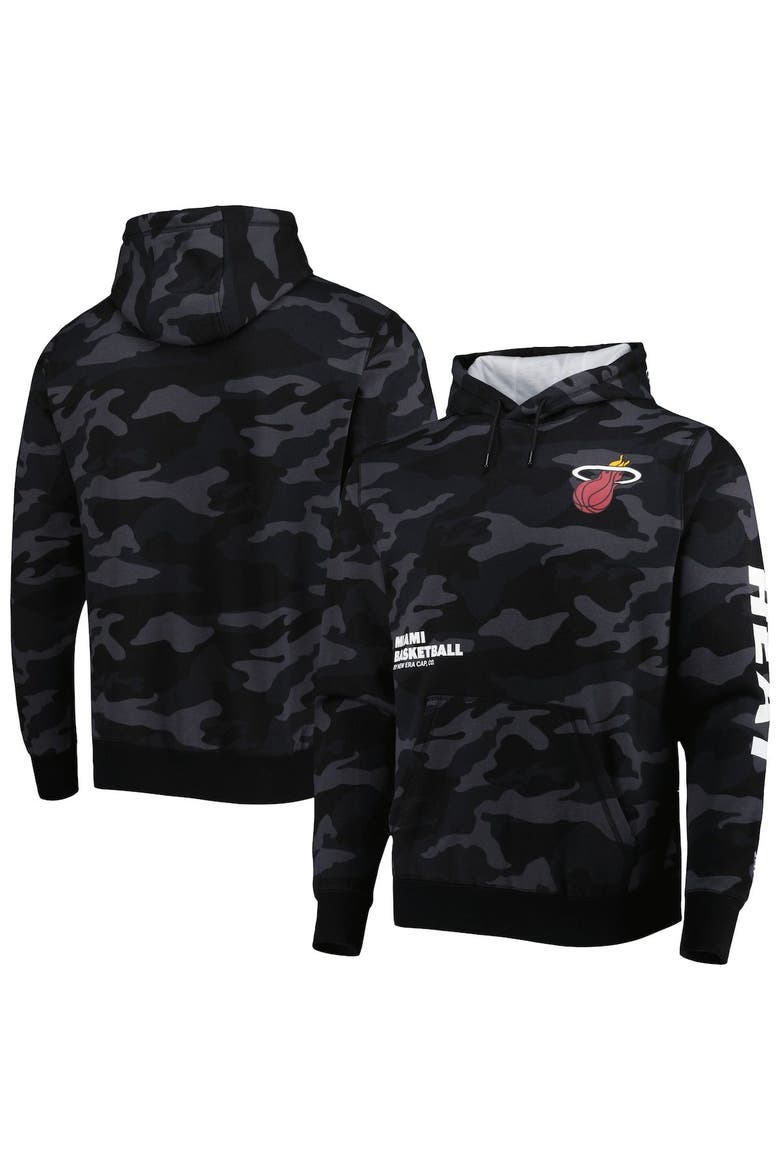 Men's New Era Black/Camo Miami Heat Tonal Pullover Hoodie, Main, color, Black