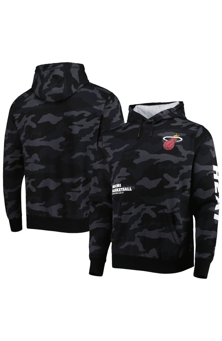 New Era Men's New Era Black/Camo Miami Heat Tonal Pullover Hoodie, Main, color, 