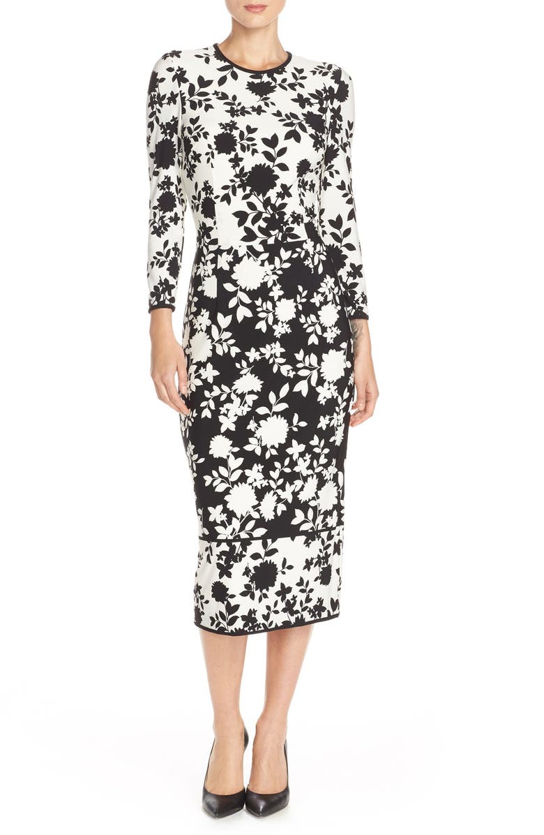 Maggy London Floral Print Jersey Midi Dress, Main, color,