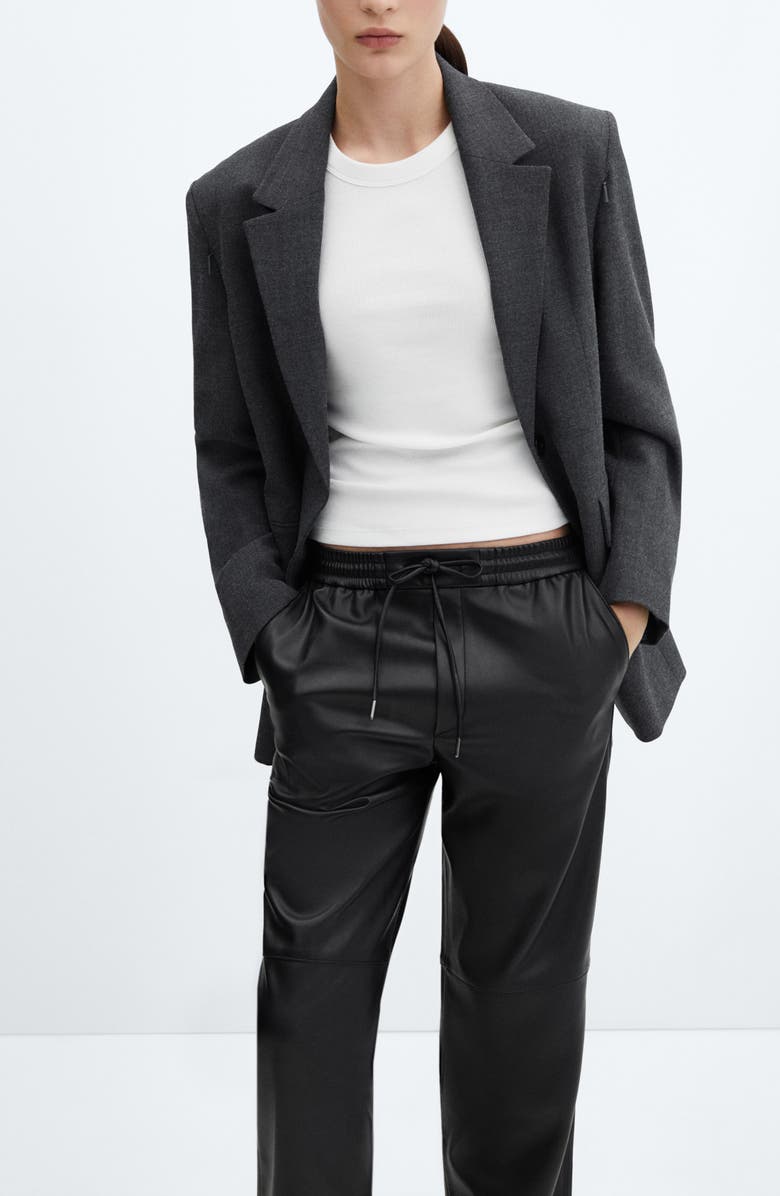 MANGO Faux Leather Drawstring Pants, Alternate, color,