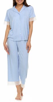 Flora By Flora Nikrooz Janelle Notched Lace Crop Pajamas