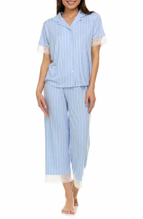 Flora By Flora Nikrooz Janelle Notched Lace Crop Pajamas