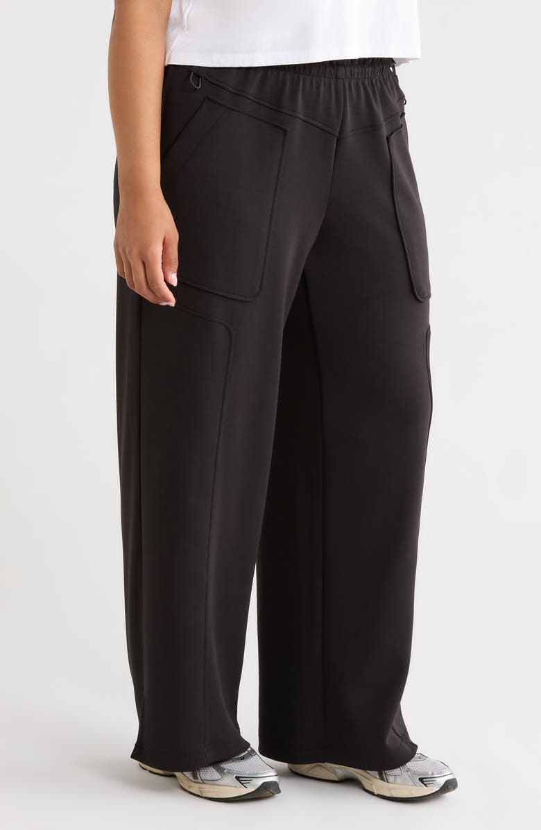 Wit & Wisdom Yoke Detail Wide Leg Scuba Pants, Alternate, color, Black