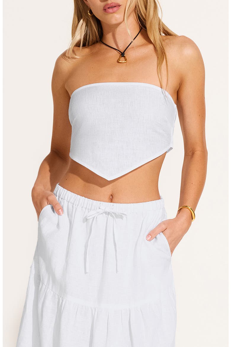 Joni Scarf Strapless Crop Top, Main, color, WHITE