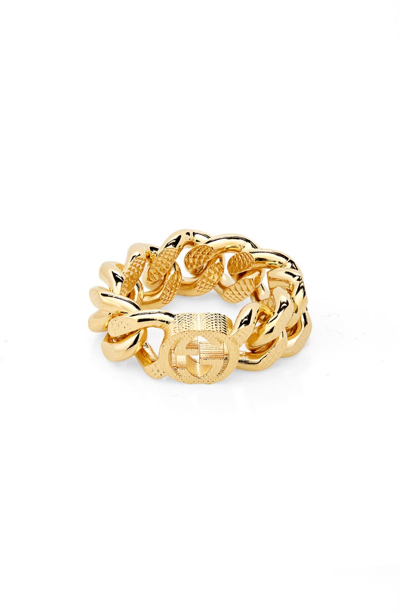 Gucci Interlocking G Gourmette Chain Link Ring, Main, color,