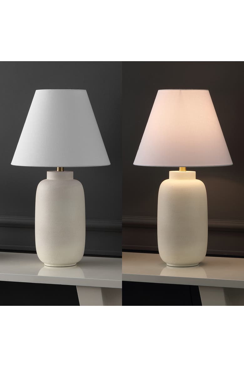 Elinore 24.5" Minimalist Scandinavian Resin/Iron Ginger Jar LED Table Lamp, Alternate, color, Matte Cream