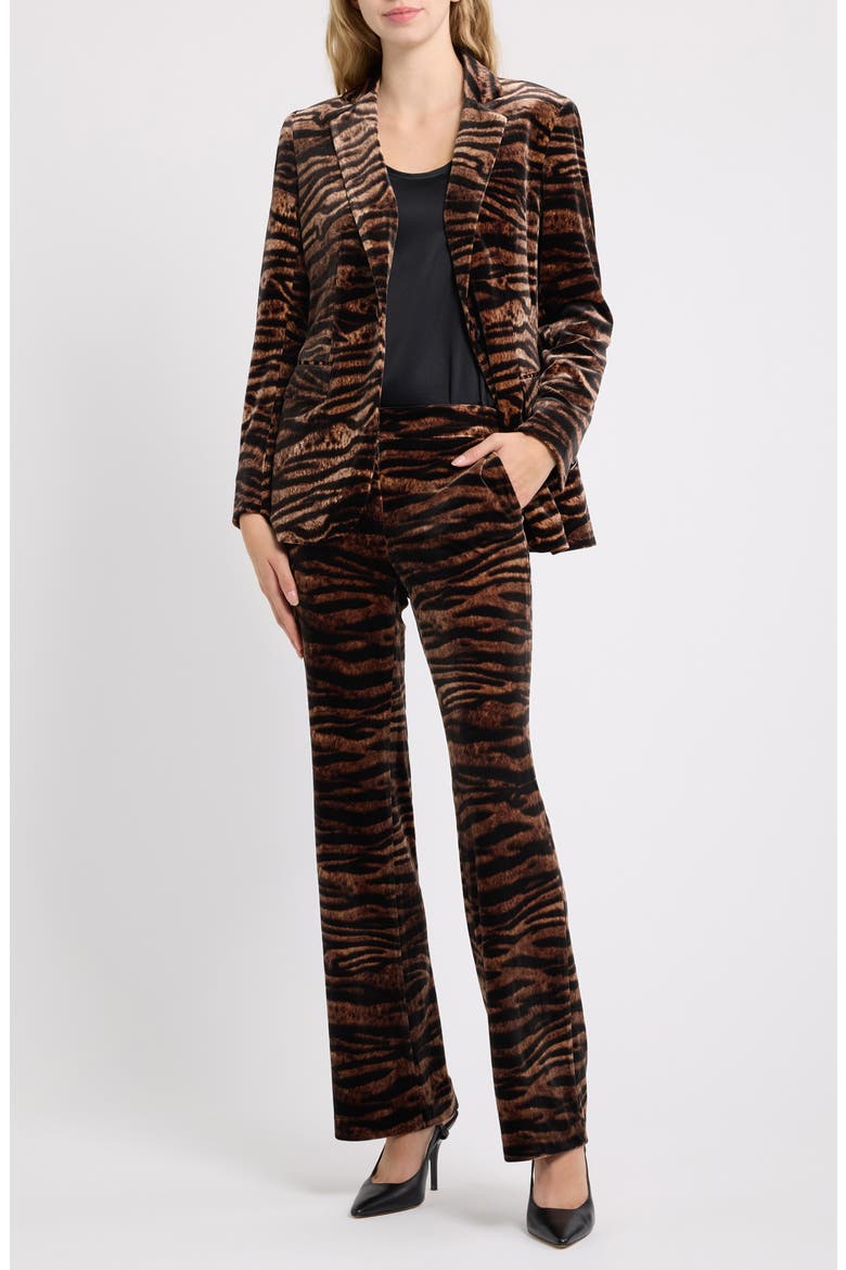 Animal Print One-Button Blazer, Alternate, color, ANNE BLACK/ BROWN MULTI