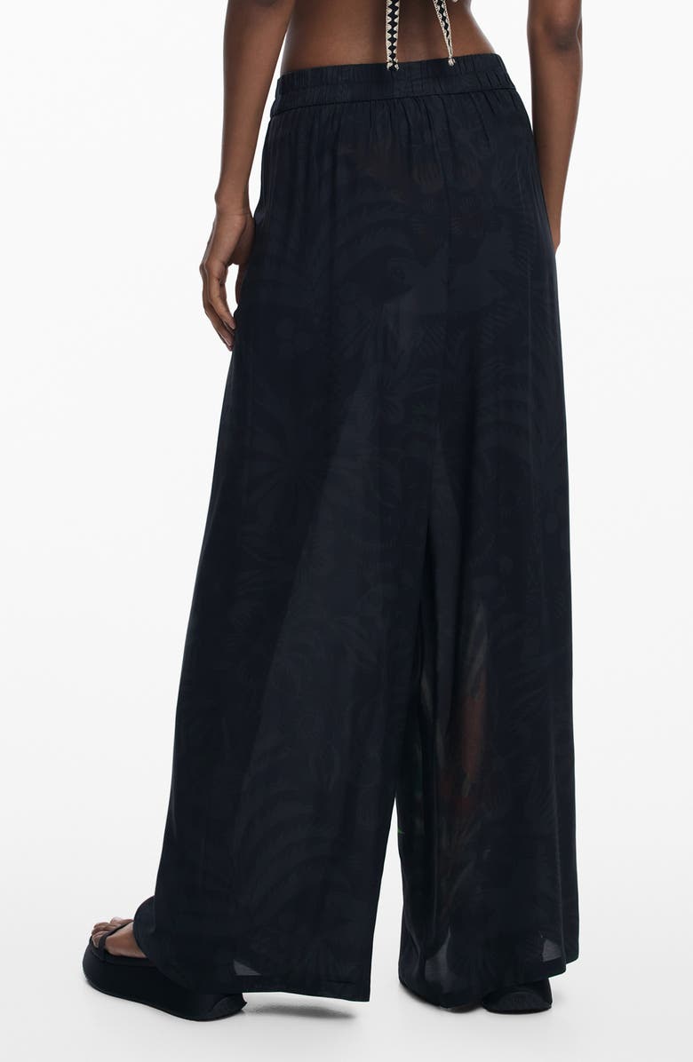 Desigual Elastic Waist Wide Leg Cover-Up Pants, Alternate, color, Black