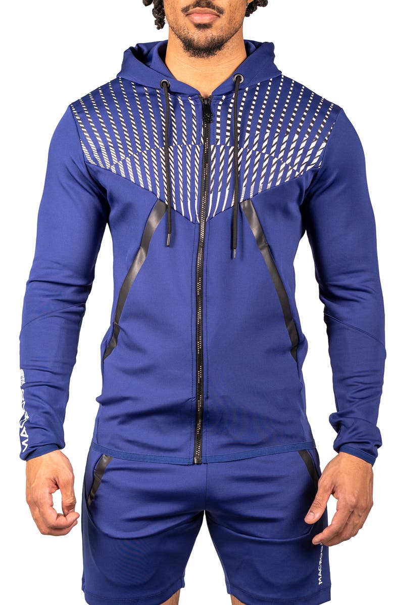 Maceoo Shield Blue Zip Hoodie, Main, color, Blue