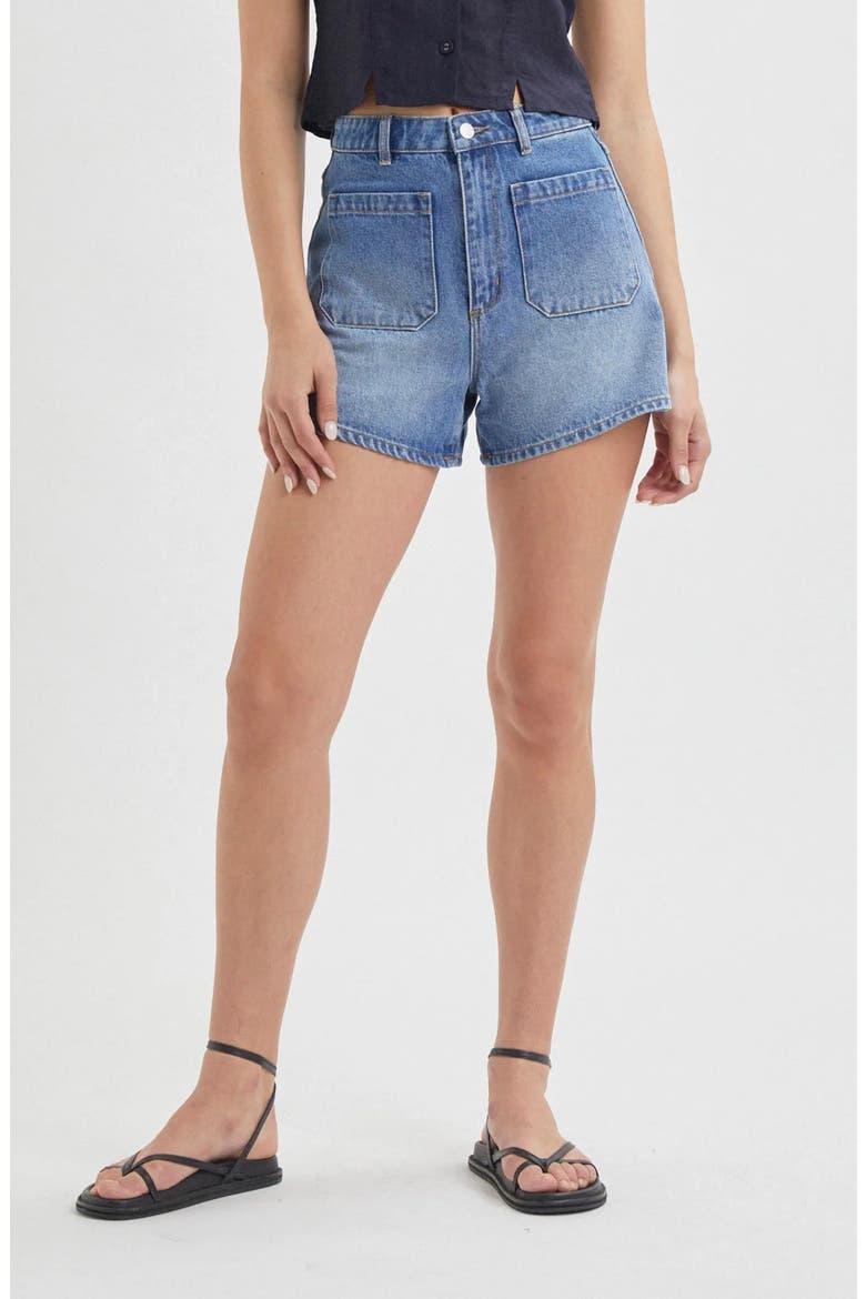 Mirage Patch Pocket Denim Shorts, Main, color, STEVIE BLUE