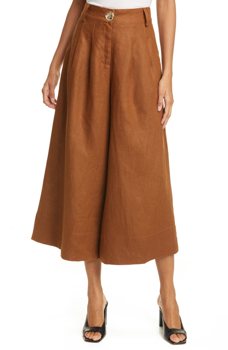 NICHOLAS Varca Linen Crop Wide Leg Pants, Main, color, 