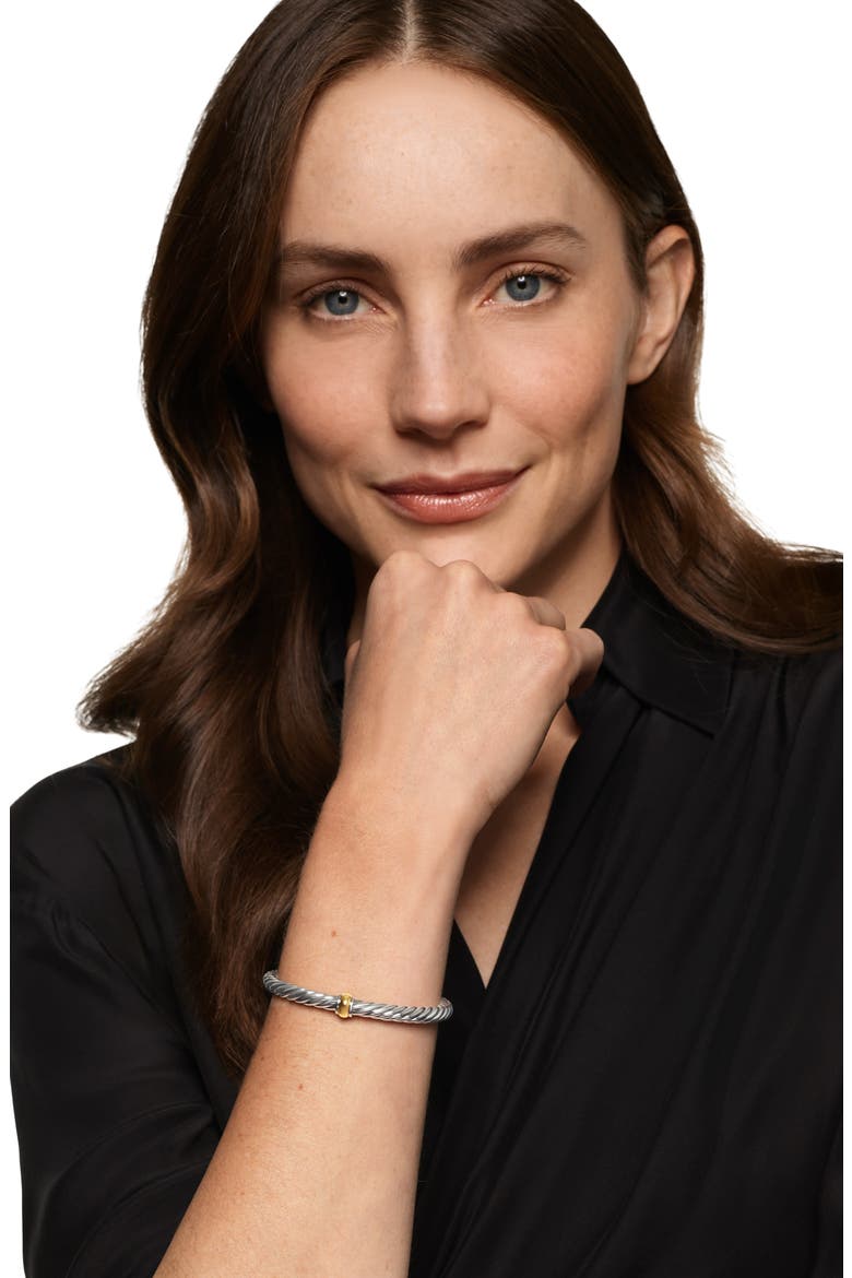 Cable Flex Center Station Bracelet in Sterling Silver with 14K Yellow Gold, 6mm, Alternate, color, SILVER