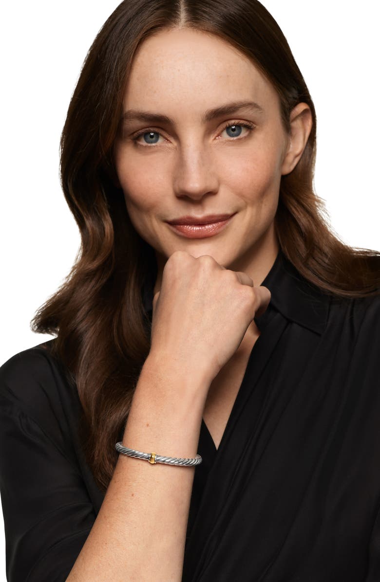 David Yurman Cable Flex Center Station Bracelet in Sterling Silver with 14K Yellow Gold, 6mm, Alternate, color, Silver