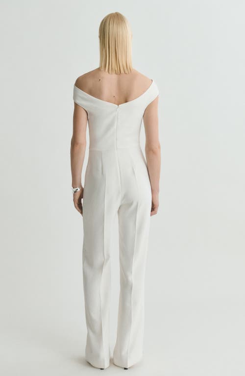 Mango One-shoulder Jumpsuit In White