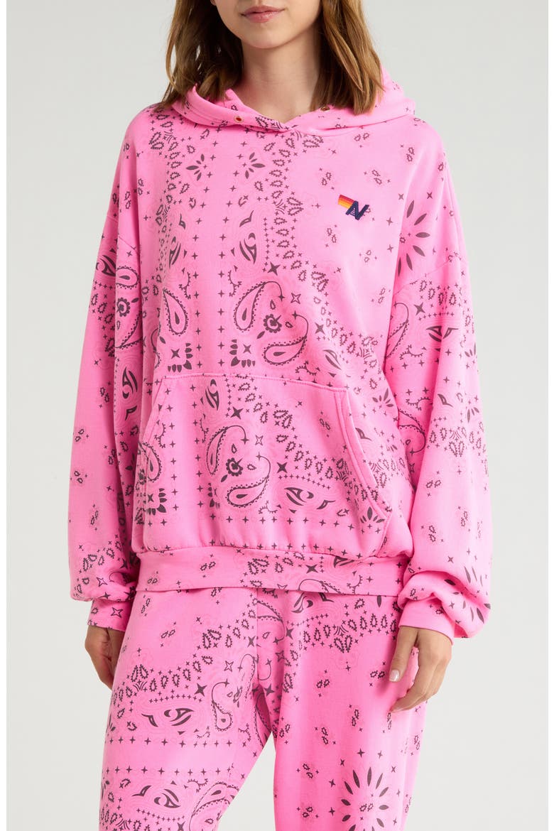 Bandana Graphic Hoodie, Main, color, NEON PINK