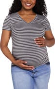 MOTHERHOOD MATERNITY V-Neck Side-Ruched Maternity Short Sleeve Tee