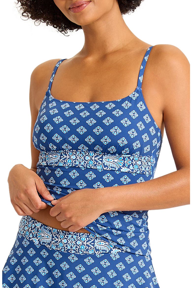 Noble Pineapple Reversible UPF 50+ Tankini, Main, color, INDIGO TIDE REV