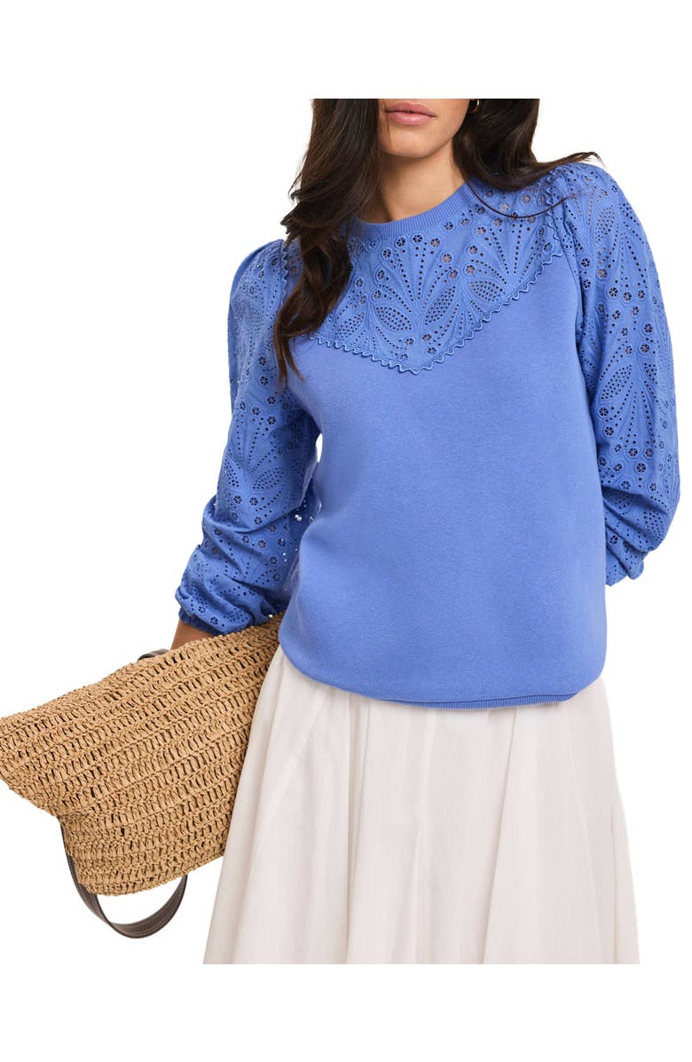 MINT VELVET Cotton Blend Broderie Sweatshirt, Alternate, color, Blue