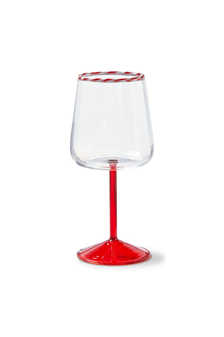 Peppermint Stripe All Purpose Wine Glass Red Multi Borosilicate 3.46x7.75 in Christmas, Main, color, Clear
