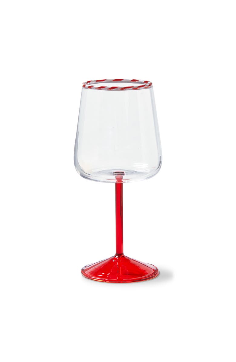 tag Peppermint Stripe All Purpose Wine Glass Red Multi Borosilicate 3.46x7.75 in Christmas, Main, color, Clear
