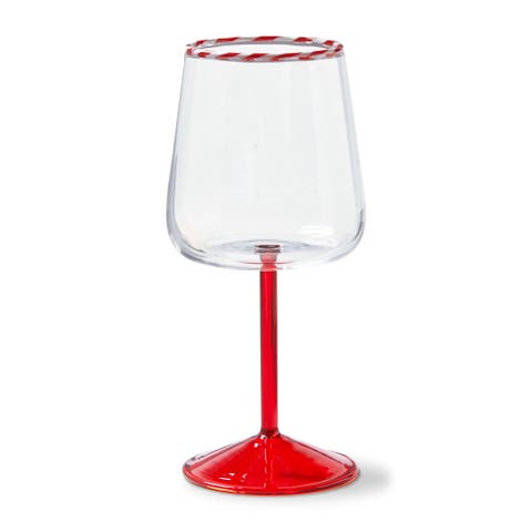 Peppermint Stripe All Purpose Wine Glass Red Multi Borosilicate 3.46x7.75 in Christmas
