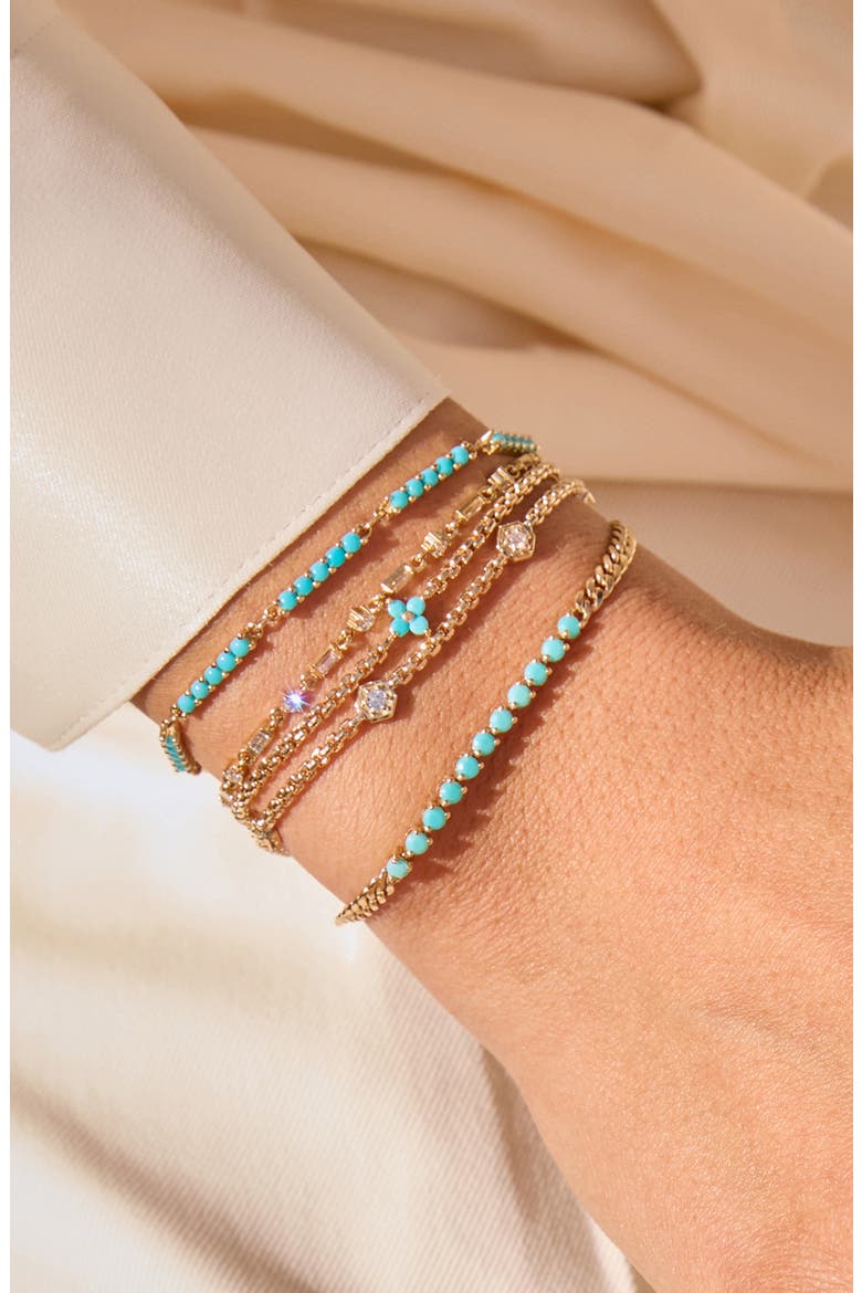 14K Gold Turquoise Curb Chain Bracelet, Alternate, color, 14K YELLOW GOLD / TURQUOISE