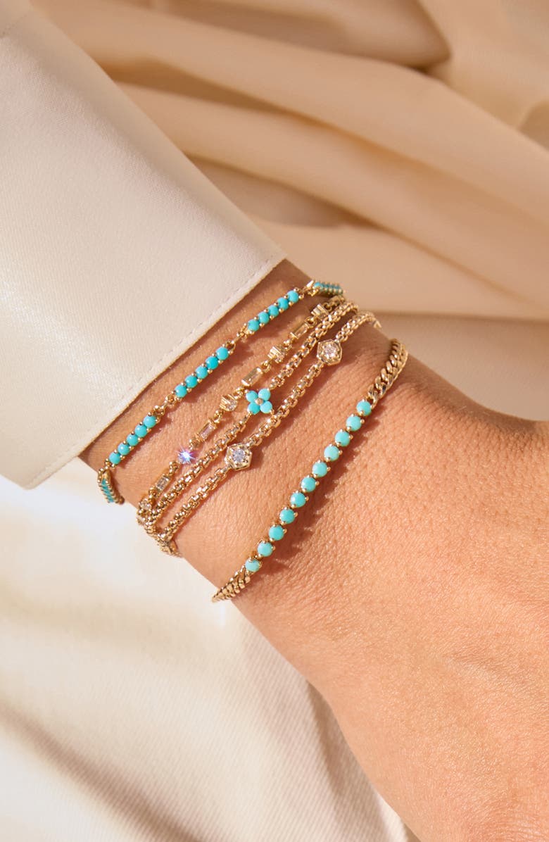 Zoë Chicco 14K Gold Turquoise Curb Chain Bracelet, Alternate, color, 14K Yellow Gold / Turquoise