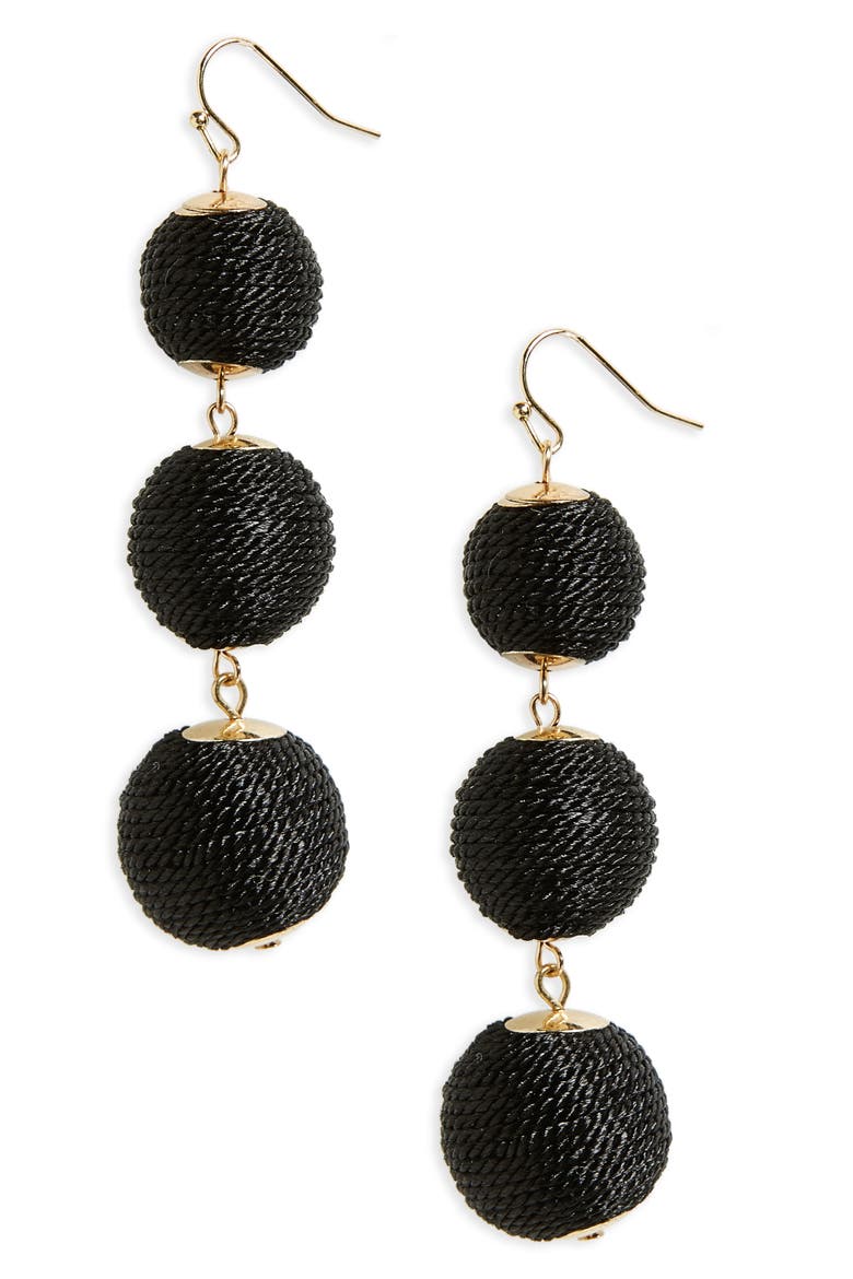 Ball Drop Earrings, Main, color, BLACK
