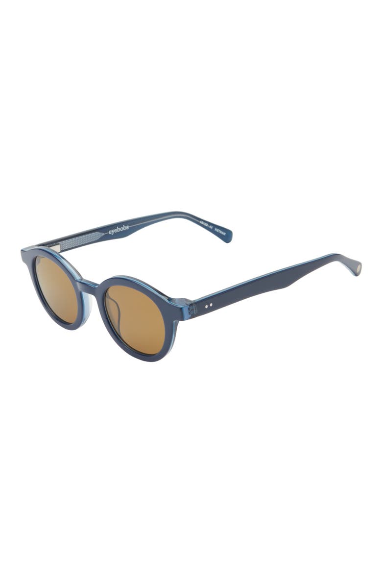 TV Party 44mm Polarized Round Sunglasses, Alternate, color, NAVY BLUE/ BROWN