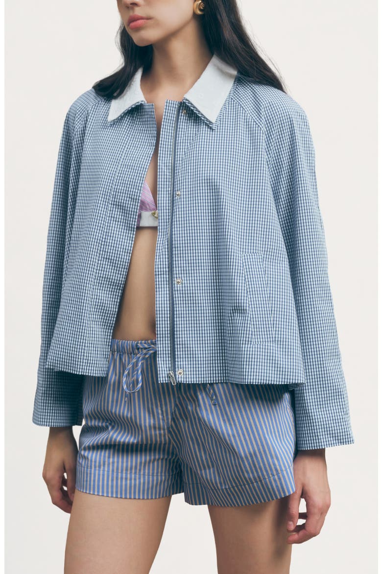 Milton Cotton Gingham Jacket, Alternate, color, NAVY PLAID