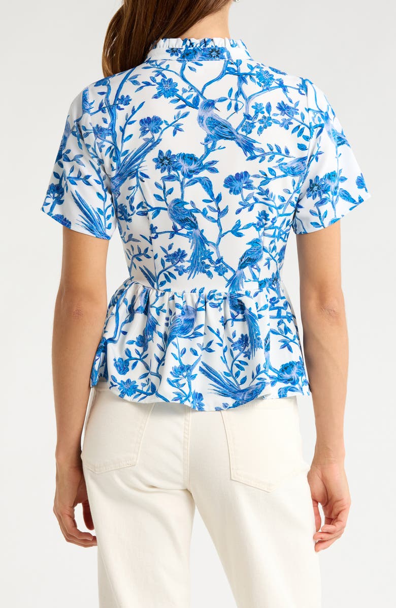 SUGARLIPS Ciela Floral Print Shirt, Alternate, color, Whte-Blues