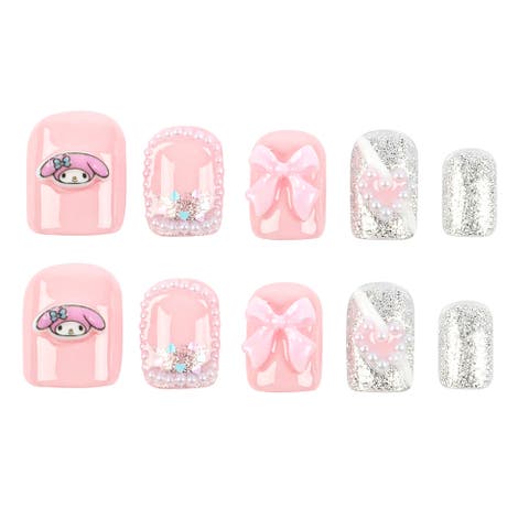 My Melody 3D Luxury Handmade Press-On Nails - 24-Piece Kit