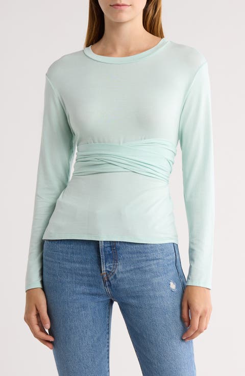 Tie Front Long Sleeve Knit Top
