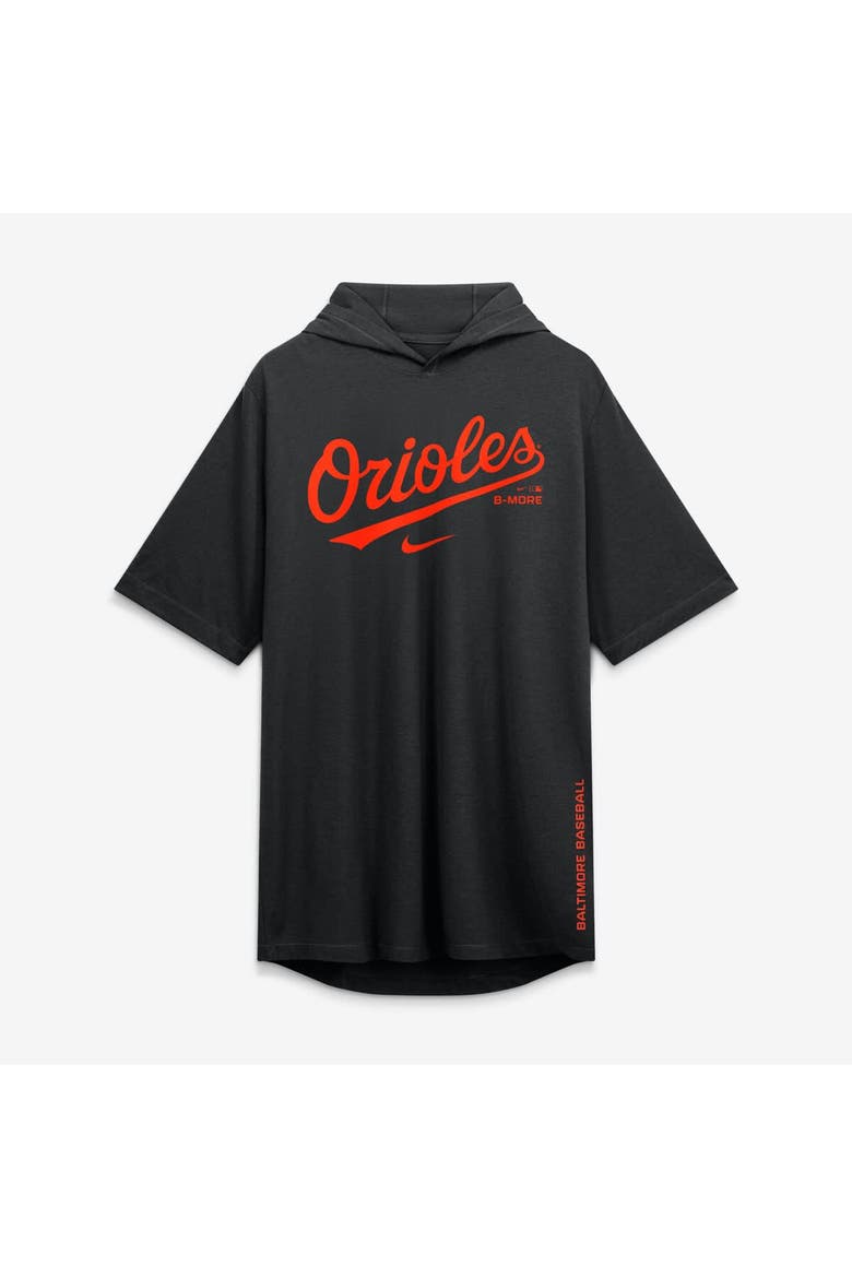 Men's Nike Black Baltimore Orioles Arched Wordmark Tri-Blend Hooded T-Shirt, Alternate, color, Black