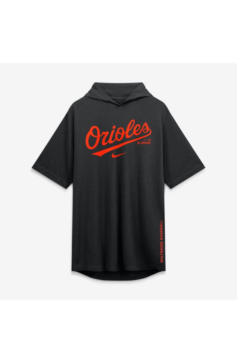 Nike Men's Nike Black Baltimore Orioles Arched Wordmark Tri-Blend Hooded T-Shirt, Alternate, color, Black