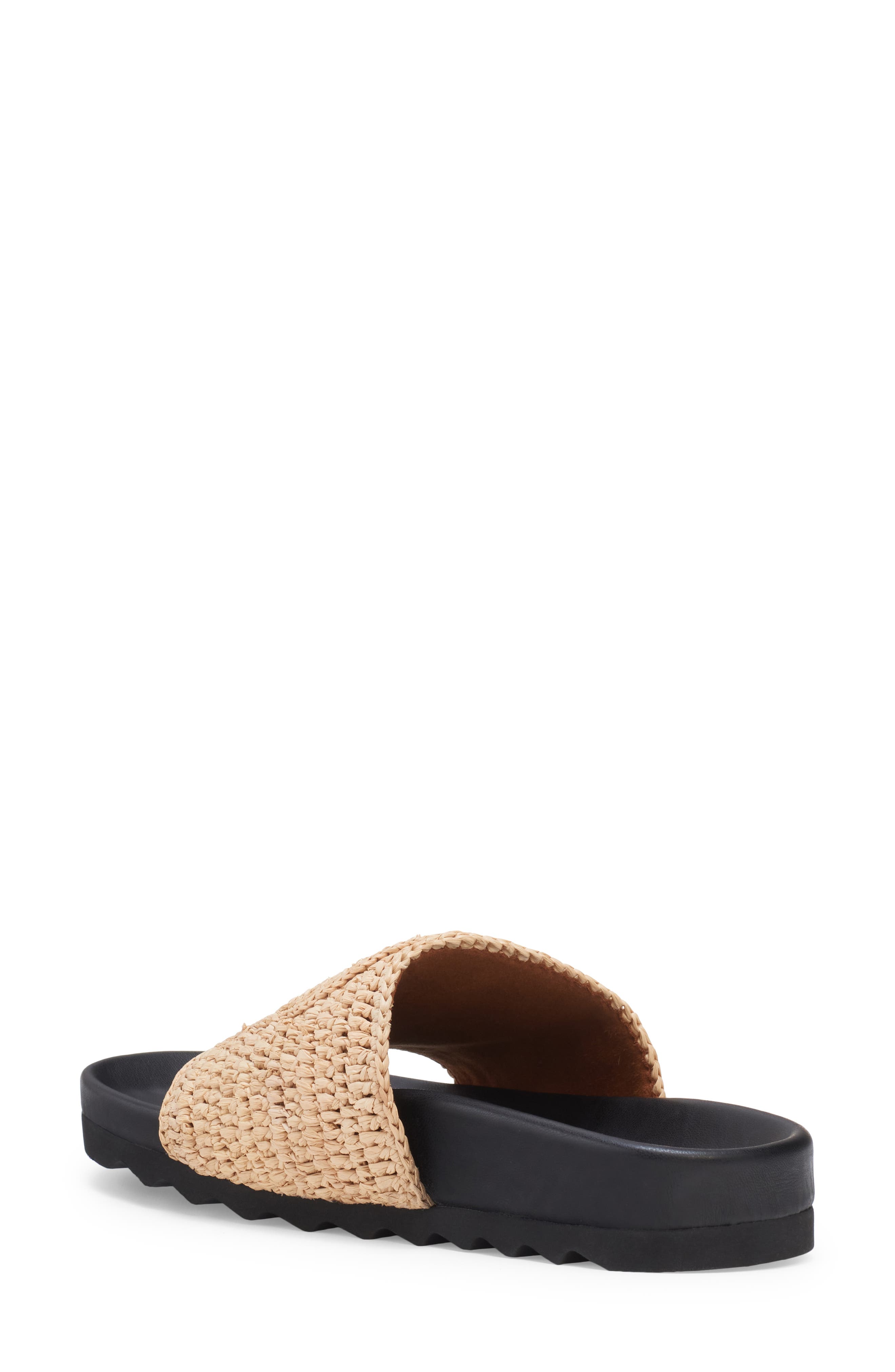 Elysa Raffia Slide Sandal, Alternate, color, NATURAL/ BLACK