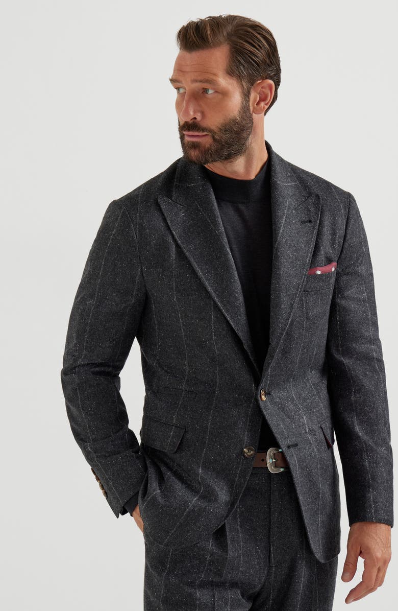Brunello Cucinelli Chalk stripe blazer, Alternate, color, Anthracite