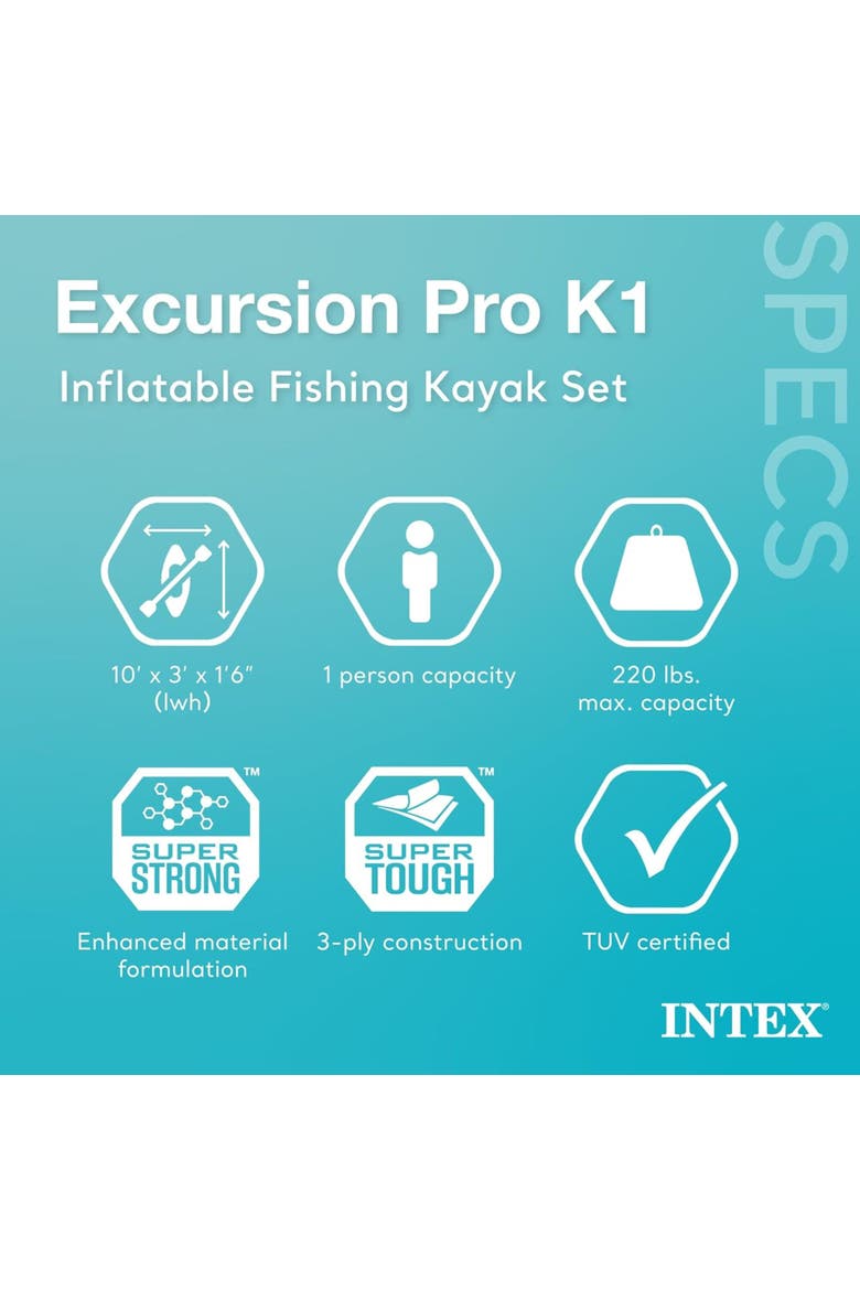10 Foot Inflatable Kayak Set, Alternate, color, Multicolored