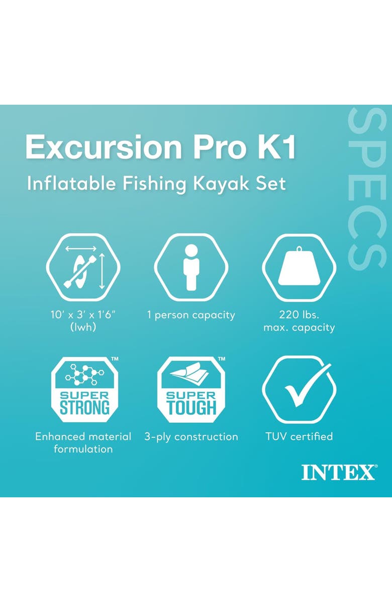 Intex 10 Foot Inflatable Kayak Set, Alternate, color, Multicolored