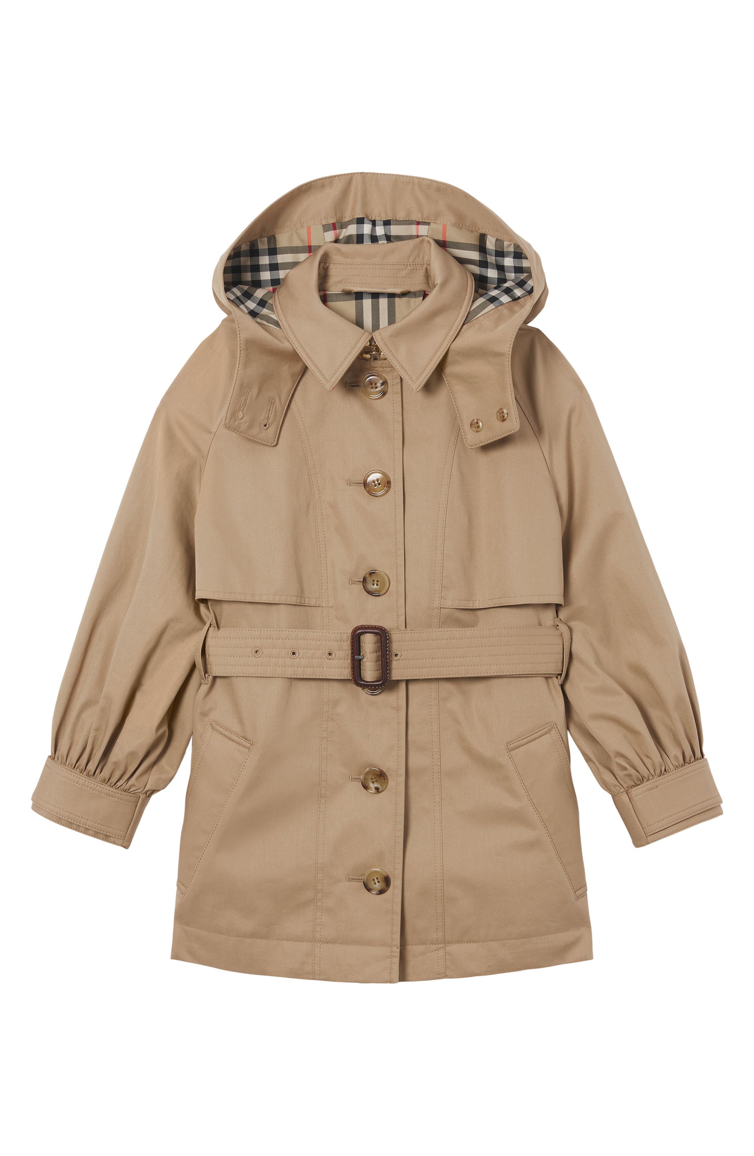 Burberry Kids' Julieta Hooded Trench Coat (Women) | Nordstrom