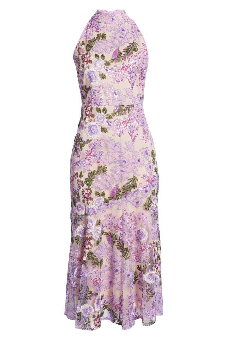 Floral Sequin High Neck Dress, Alternate, color, LAVENDER MULTI