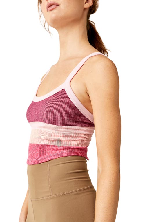 Free People Fp Movement All Clear Stripe Space Dyed Rib Crop Camisole In Magenta Minx Combo