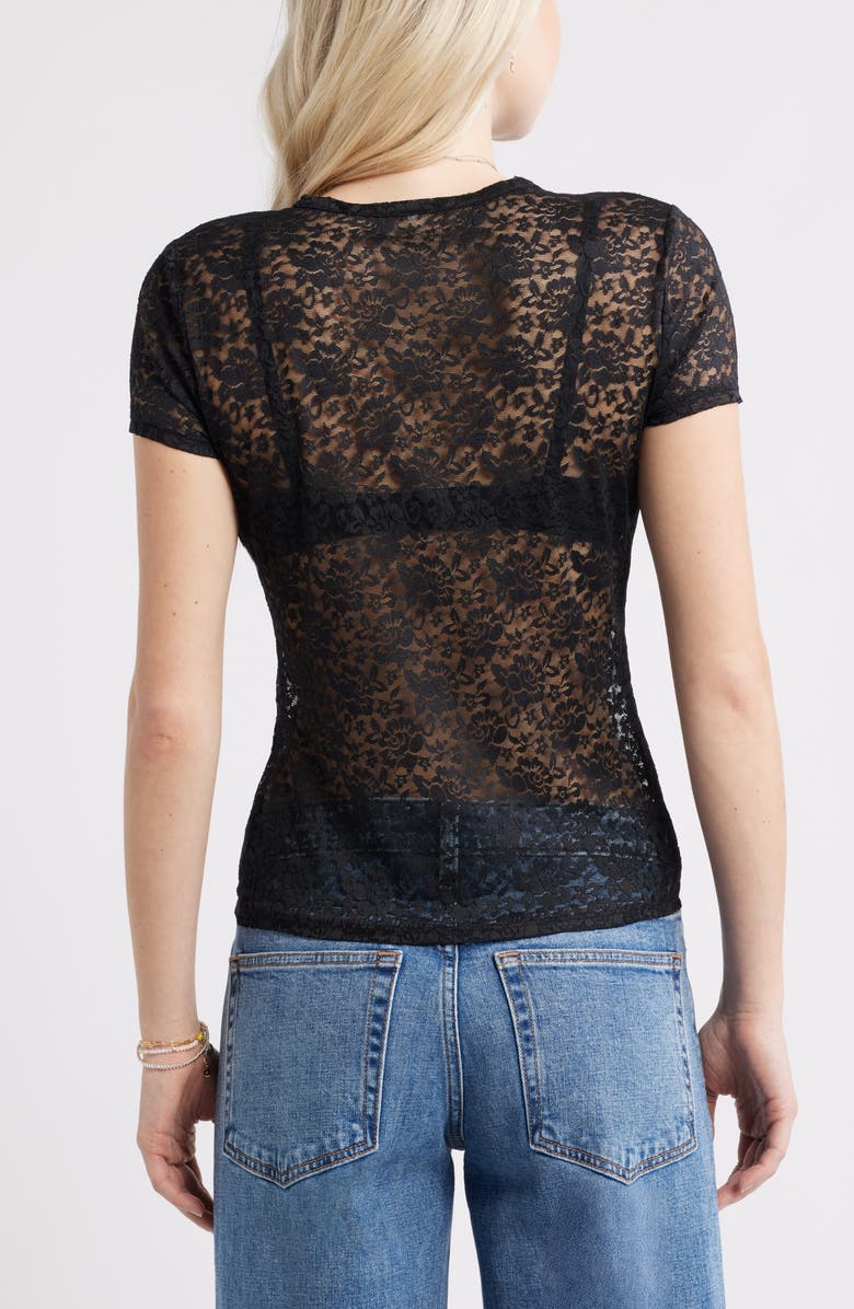 BP. Short Sleeve Stretch Lace Top, Alternate, color, Black