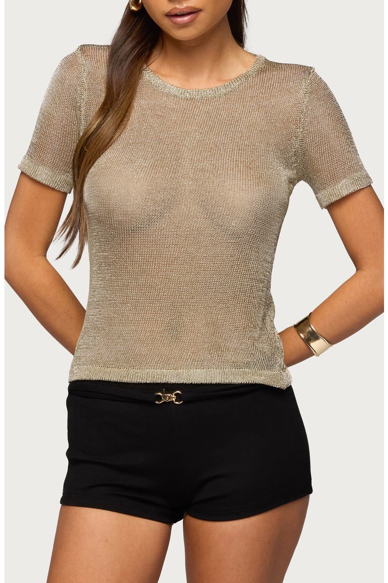 Luchia Metallic Knit Top, Main, color, GOLD