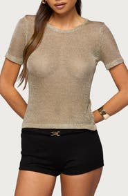 EDIKTED Luchia Metallic Knit Top