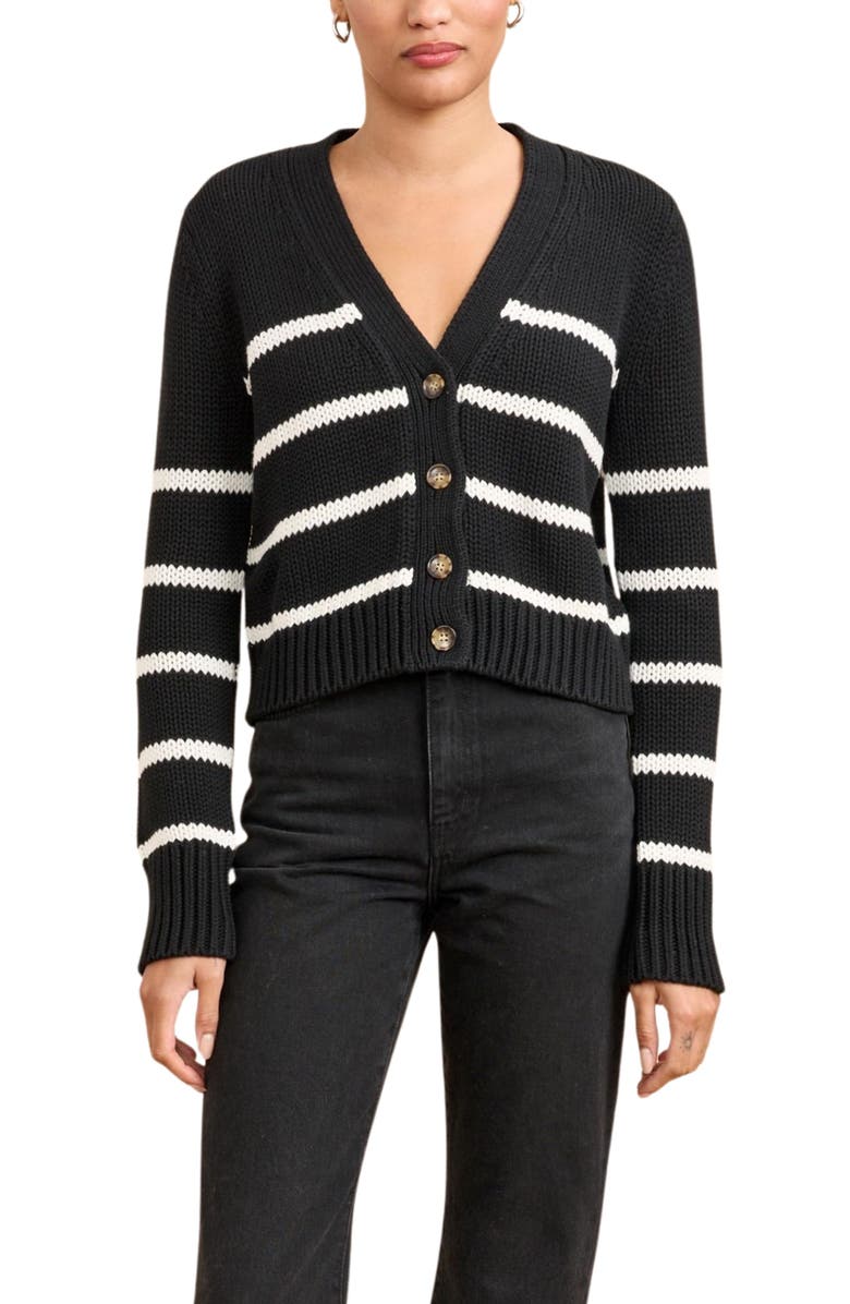 La Ligne Mini Marina Cardigan, Main, color, Black/Cream